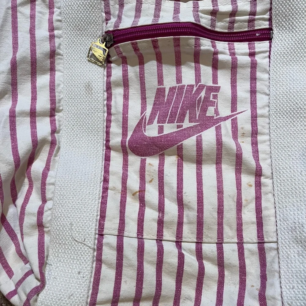 Vintage Nike Pink Striped Canvas Tote Bag - Picture 2 of 9
